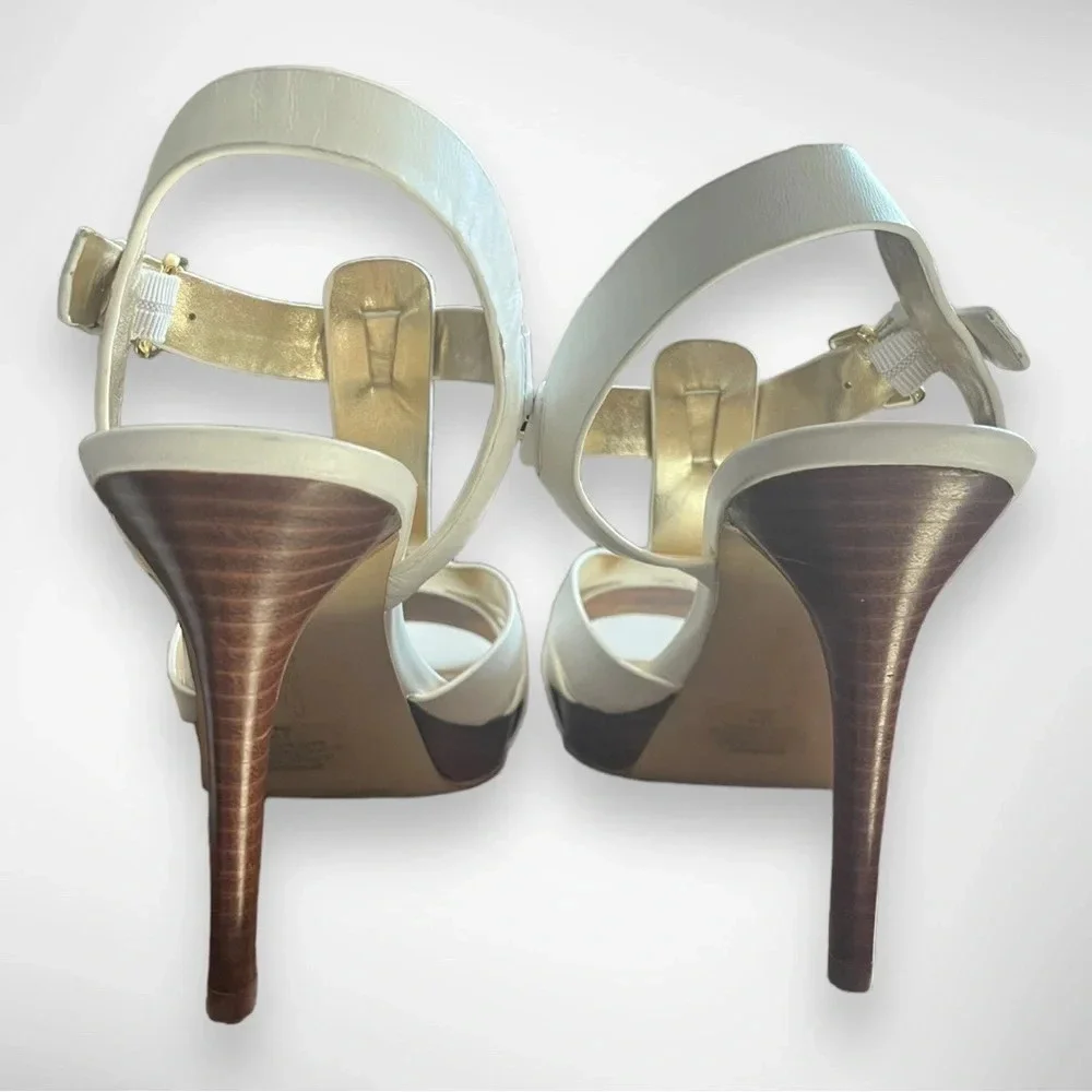 MARC FISHER Women's Varika 2 White Leather Platform Sandals With Heel  7.5 | New - Picture 8 of 8